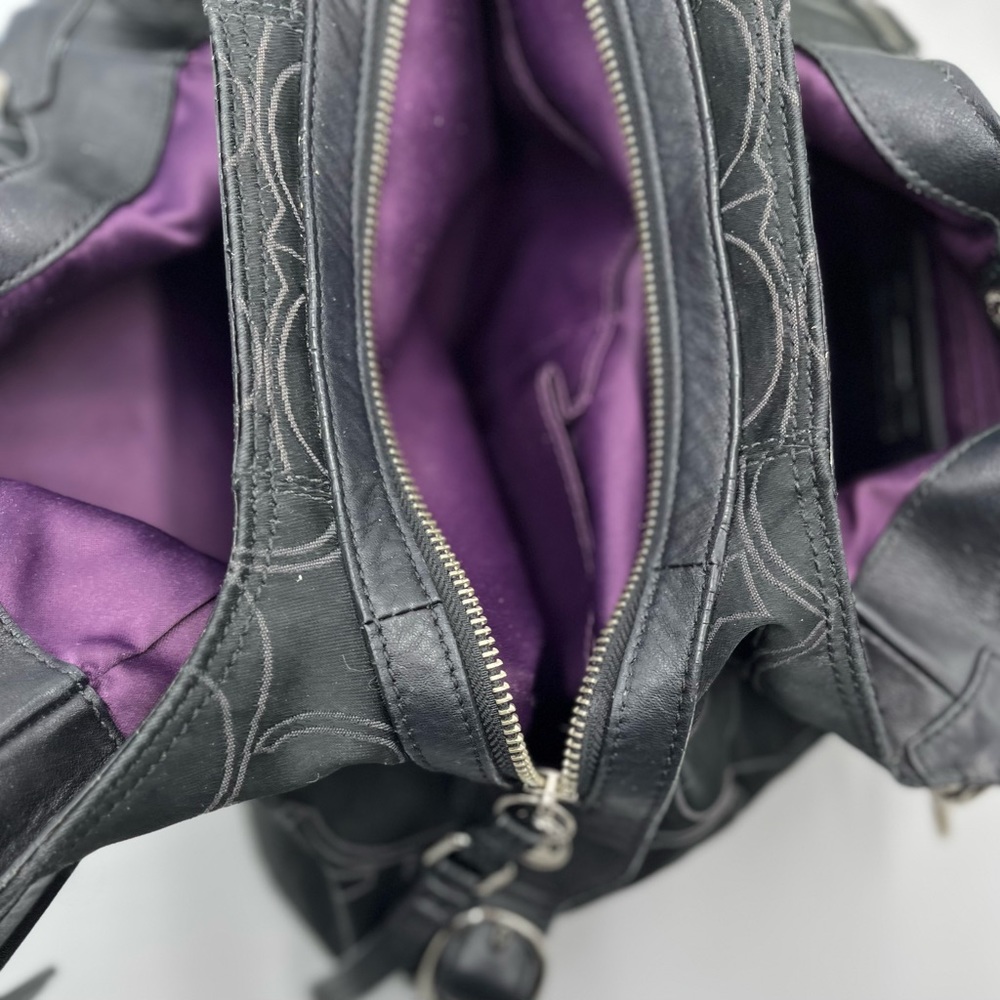 Coach Large Black Signature Maggie Mia Shoulder Bag Handbag Hobo Bag #16153 - Picture 14 of 16